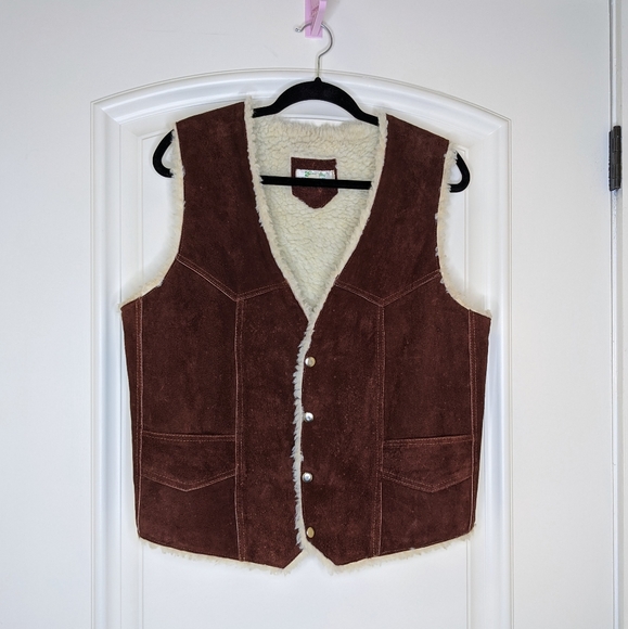Jackets & Blazers - Genuine Leather Vest Fuzzy Lining
